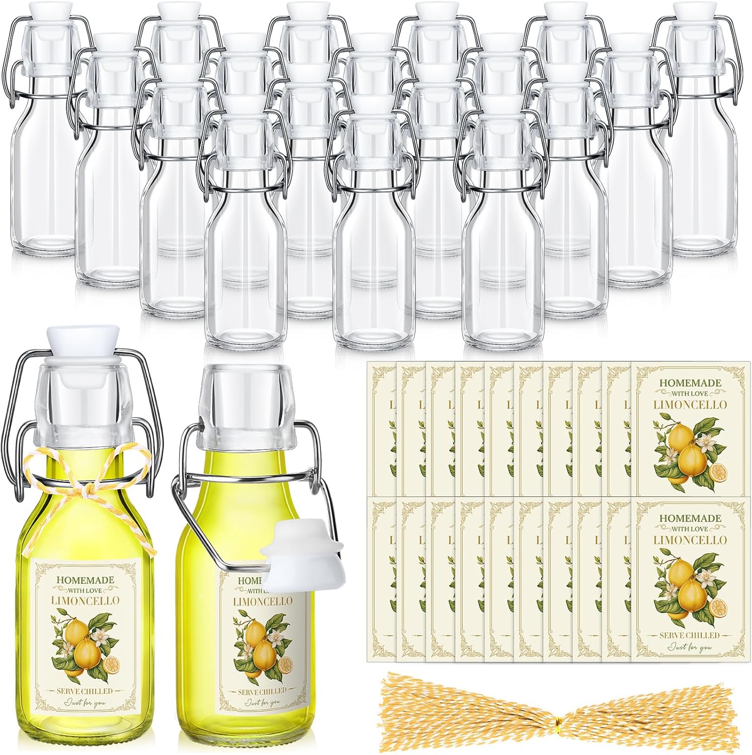 20 Sets 4 oz Swing Top Glass Bottles for Homemade Limoncello