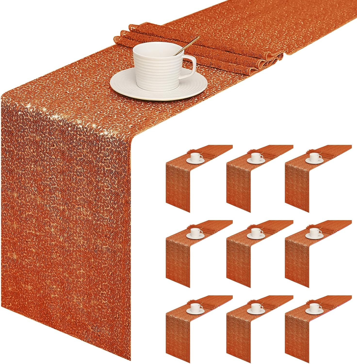 Glitter Orange Sequin Table Runner for Parties and Events