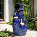 29 in Tall Ceramic Water Fountain Outdoor - 4-Tier Cascading Calm