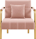 Yaheetech Pink Velvet Accent Chair with Golden Frame - Luxe Comfort