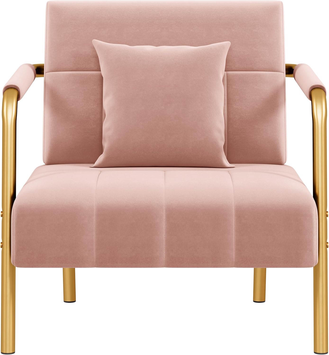 Yaheetech Pink Velvet Accent Chair with Golden Frame - Luxe Comfort
