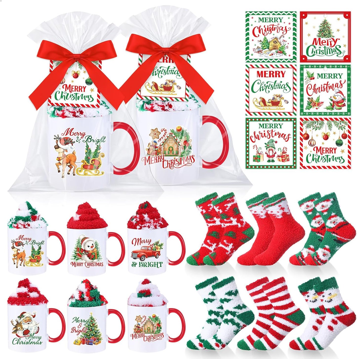 Christmas Mug Gift Set with Fuzzy Socks for Holiday Cheer