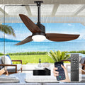 42 in Outdoor Ceiling Fan with Light - Walnut Finish, Remote & App