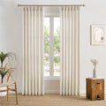 Linen Pleated Sheer Curtain Drapes 96 in Natural - Light Filtering
