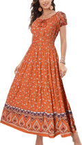OSTOO Women's 2025 Boho Floral Tiered Maxi Dress - Flowy (Style DLT5)
