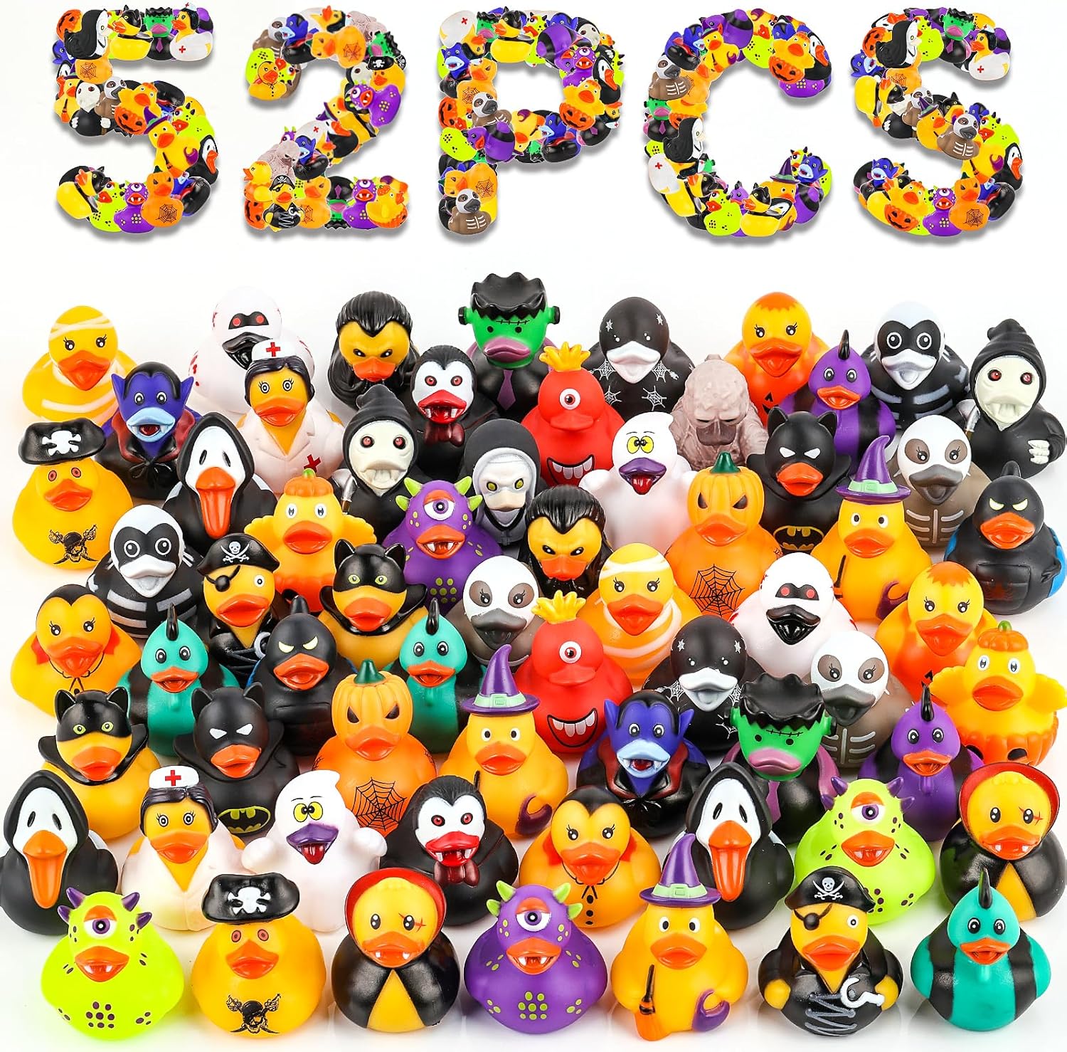 Dmsky 52 Pcs Halloween Rubber Ducks for Party Favors