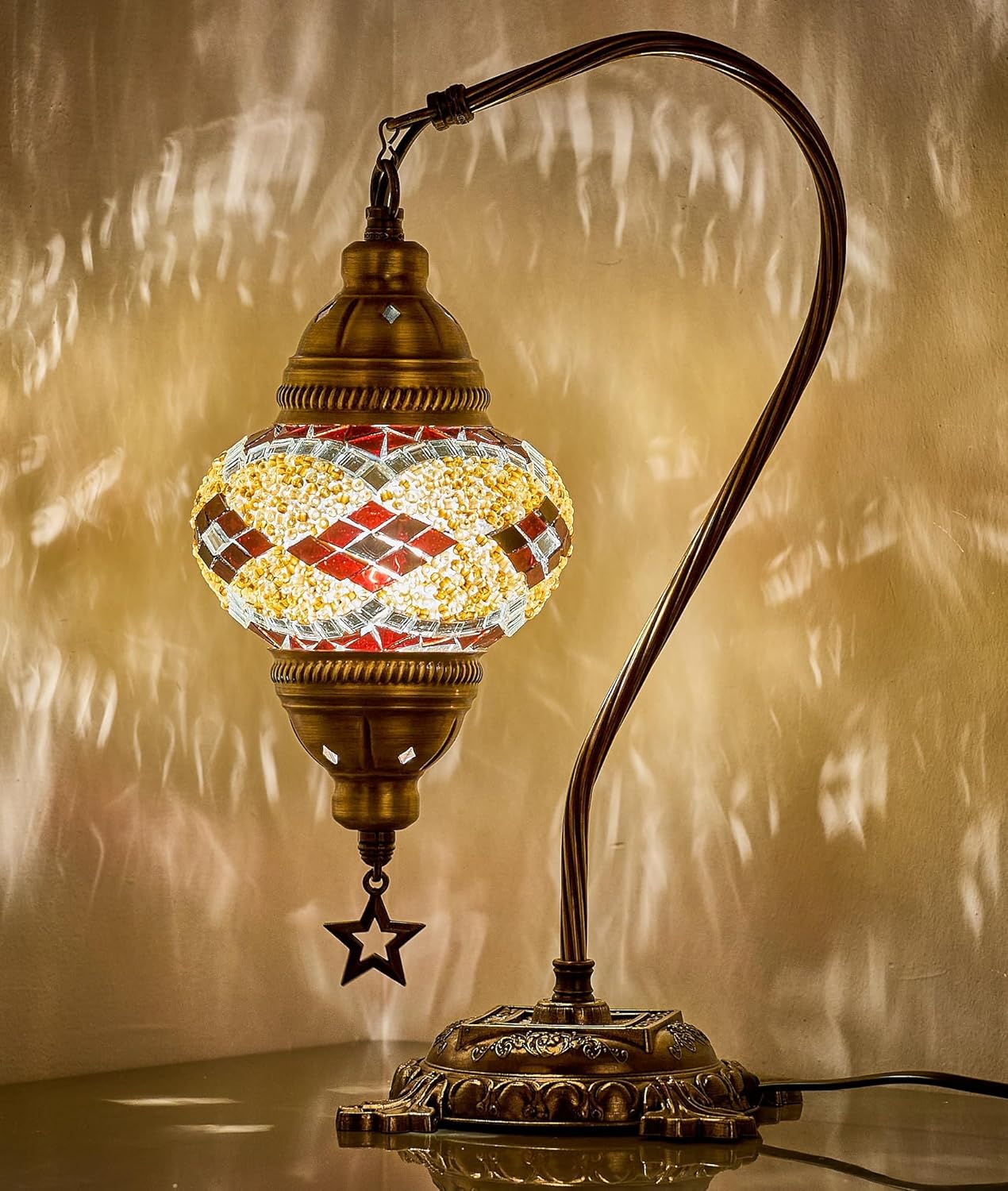Handcrafted Turkish Mosaic Table Lamp for Boho Decor Lovers