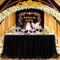 Suppromo 14FT Black Tutu Table Skirt for Parties - Black Gold Theme