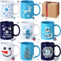 Winter Coffee Mugs Set 8 Pack 12 oz - Festive Ceramic Holiday Mugs