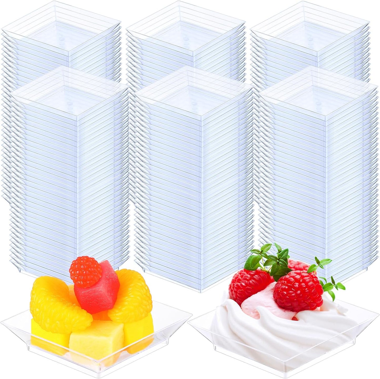 300 Pieces Mini Square Dessert Plates for Appetizers and Snacks