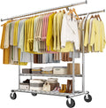 74in Wide Heavy Duty Clothes Rack Double Rod - Holds 630 lbs