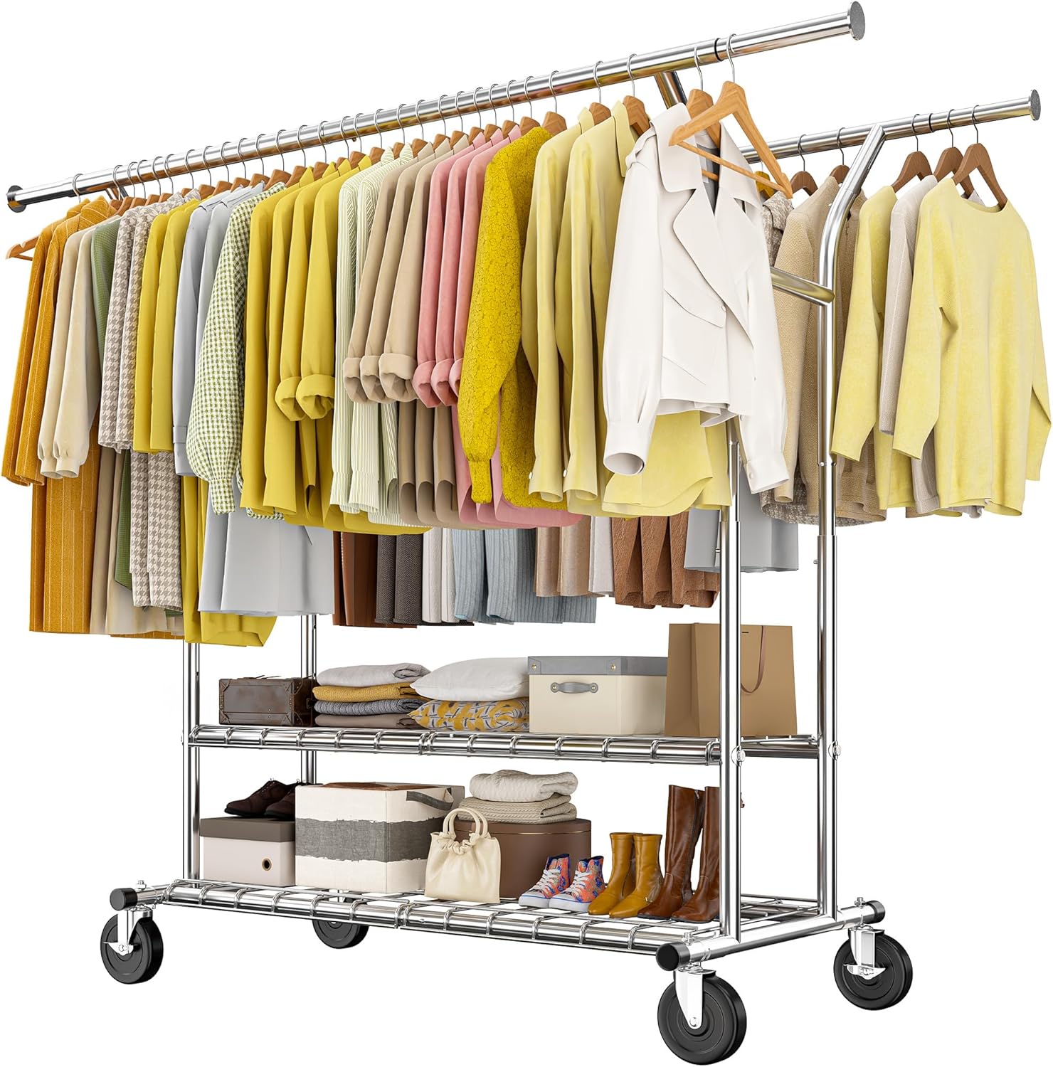 Raybee 74in W Heavy Duty Clothes Rack for Maximum Storage