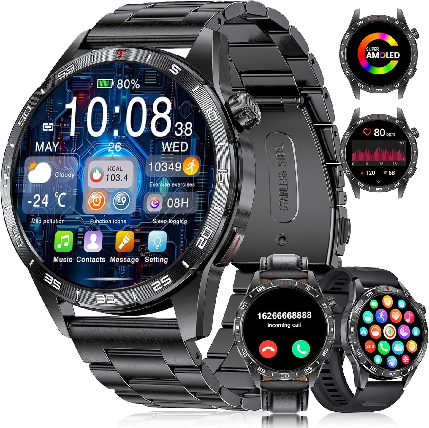 SUNKTA Rugged Smart Watch - Answer Calls, IP68, Fitness Tracker