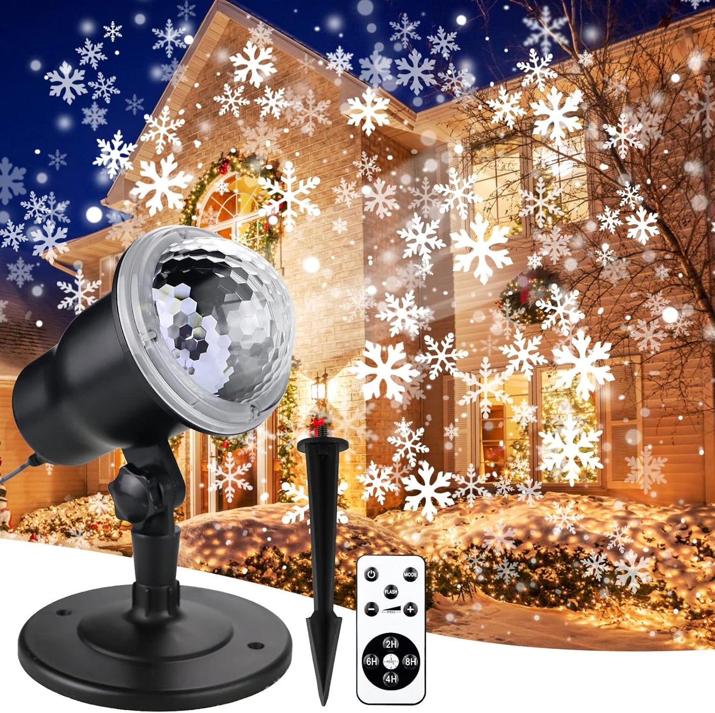 Snowflake Christmas Projector - Remote Control, IP65 Waterproof