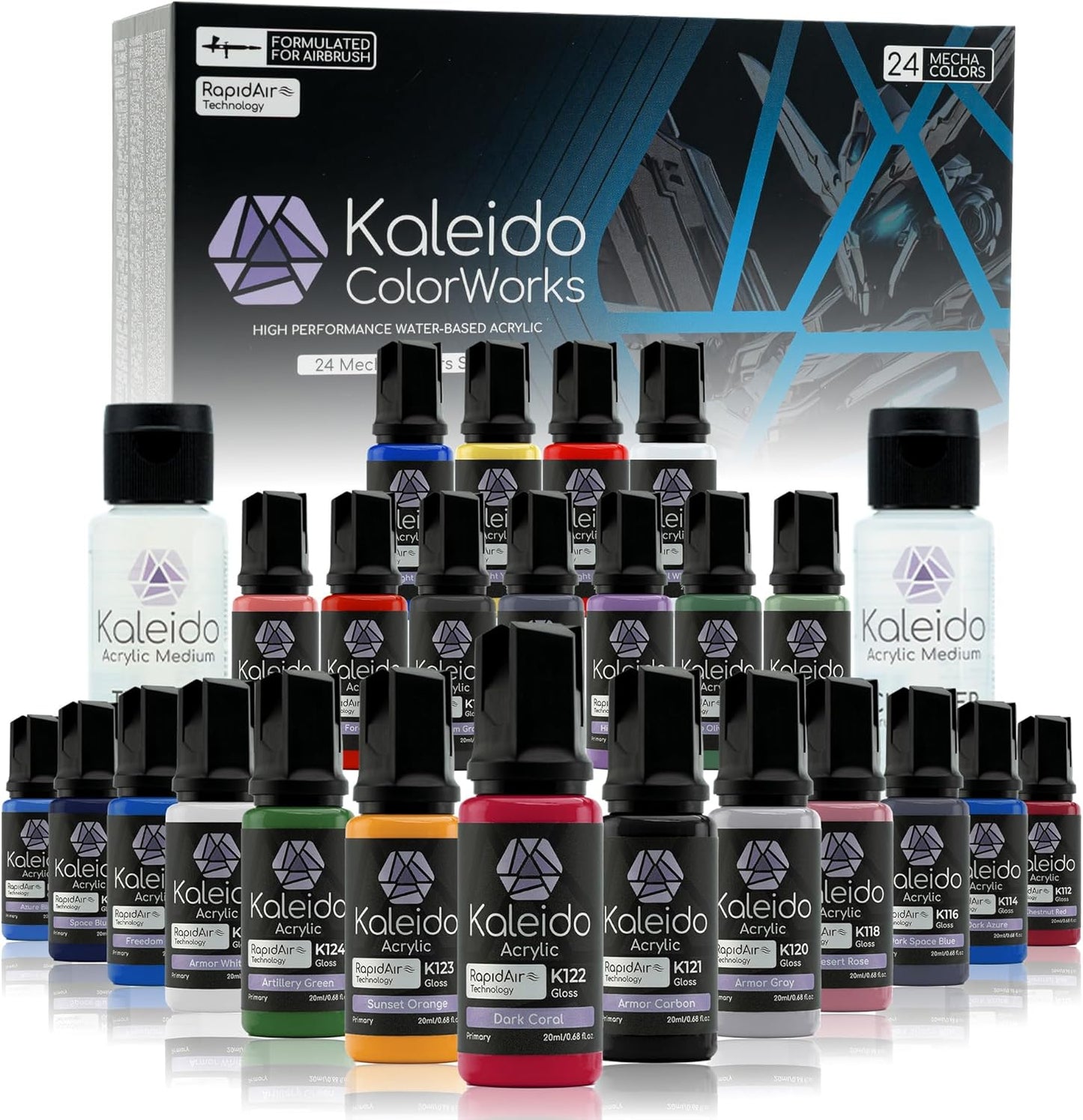 Gaahleri Kaleido Mecha 24-Color Set for Airbrush Painting