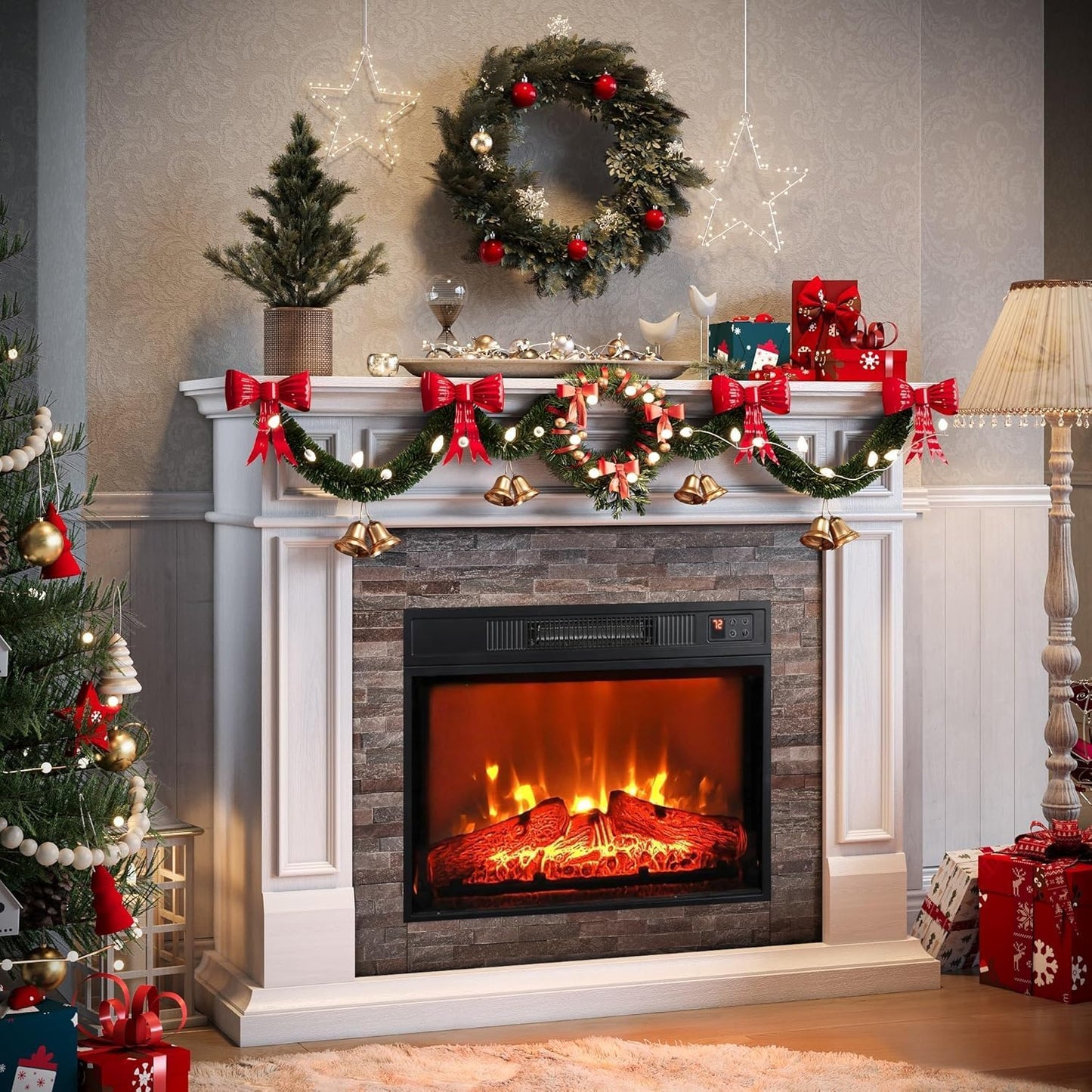 44in Electric Fireplace Mantel with Realistic Flame Effects
