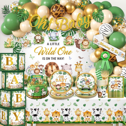 260PCS Safari Baby Shower Decorations for a Jungle Celebration