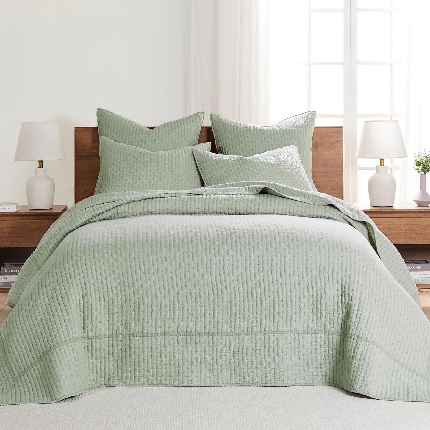 Levtex Home Cross Stitch Queen Bedspread Set - Desert Sage