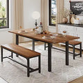Extendable Dining Table for 4-6 with 2 Benches - Space Saving Walnut