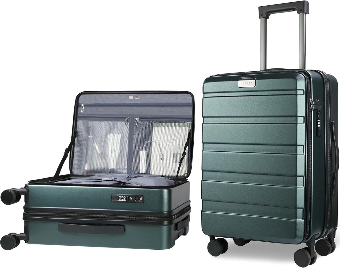 KROSER Carry On Luggage with Spinner Wheels and TSA Lock