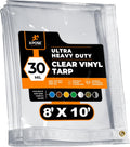 8 ft x 10 ft Clear Vinyl Tarp - 30 MIL Super Heavy Duty Transparent