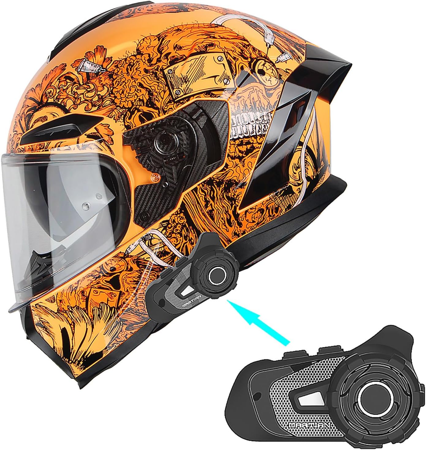 1Storm Motorcycle Full Face Helmet with Bluetooth Headset Bundle