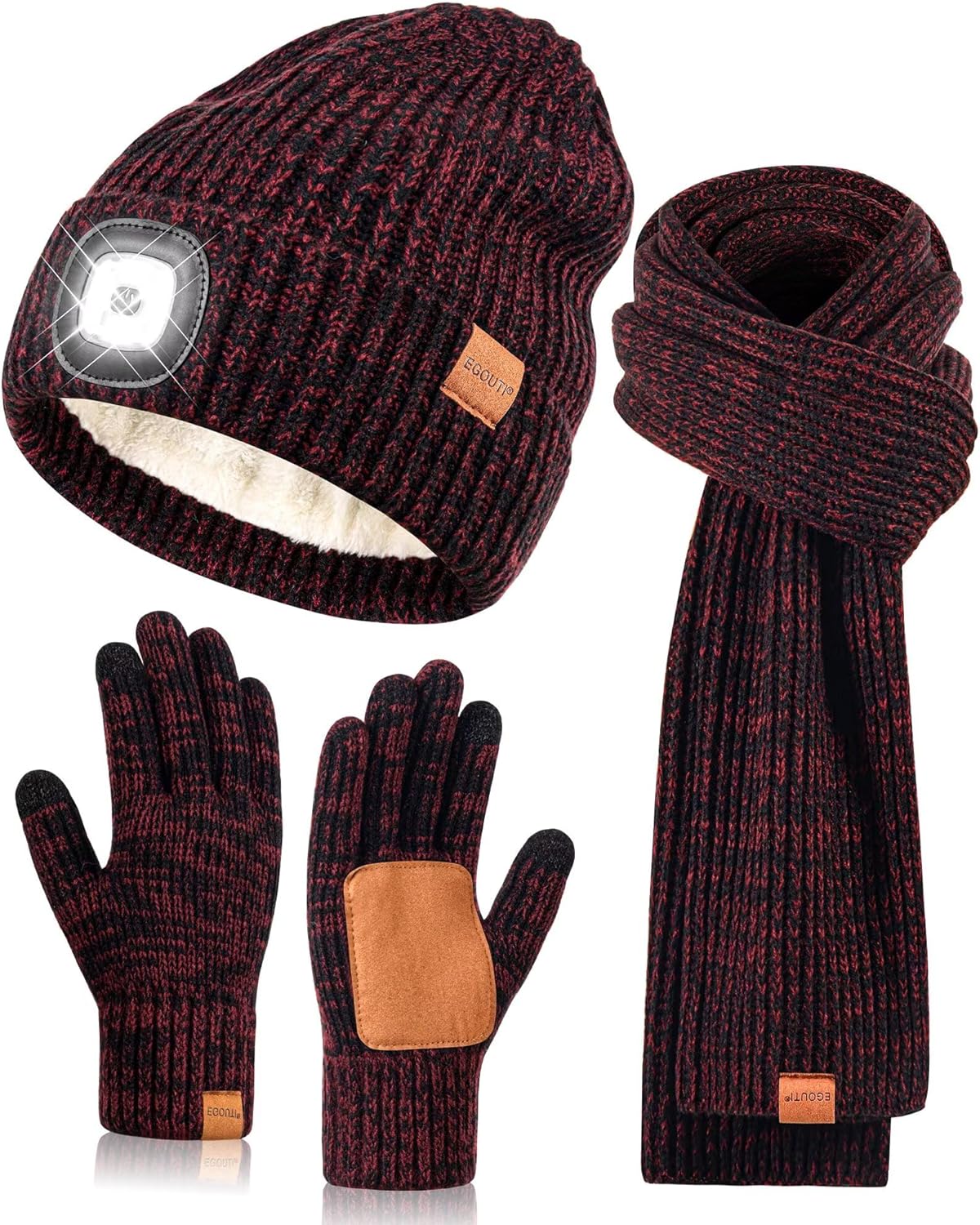 LED Beanie Gloves Scarf Set for Winter Activities and Gifts