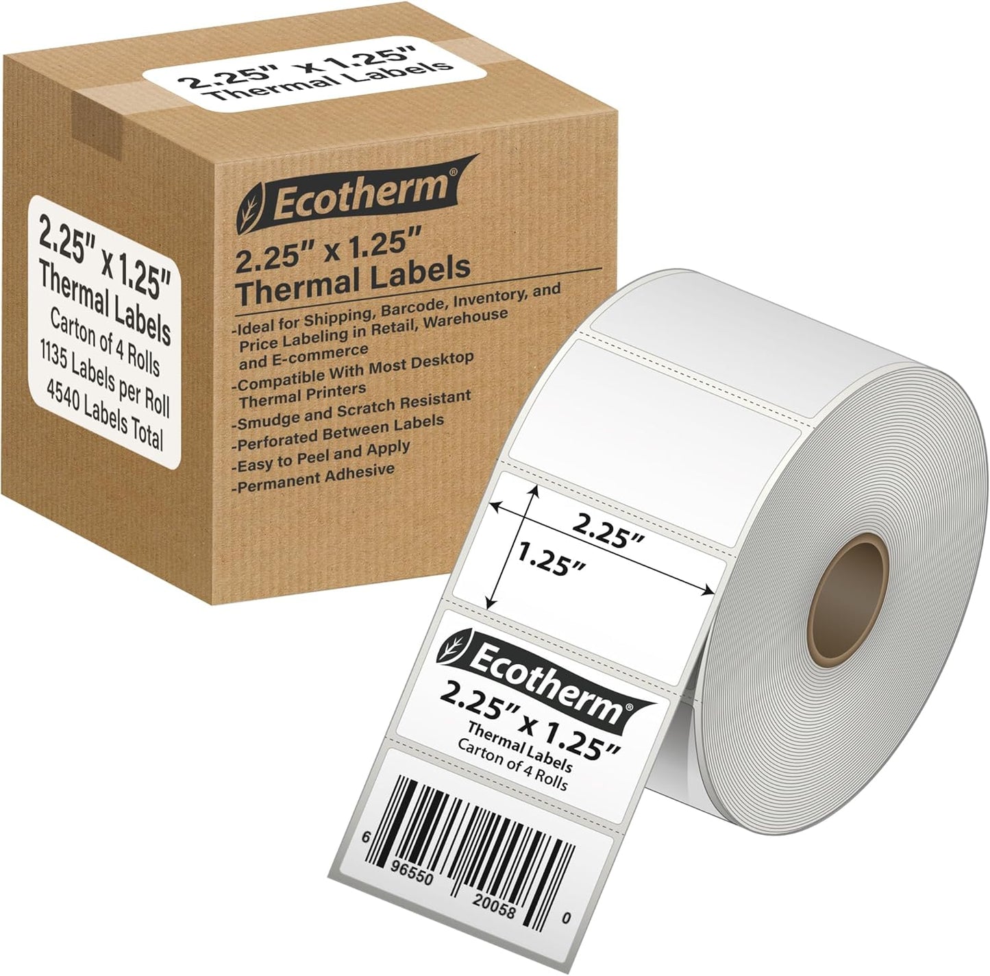 2.25in x 1.25in Thermal Labels for Zebra and More Printers
