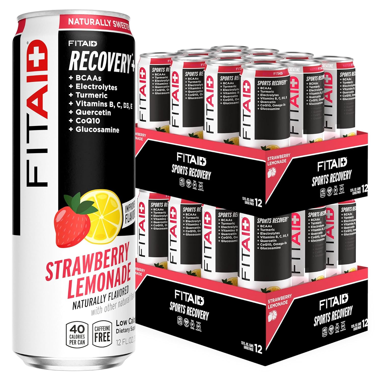 FITAID Post Workout Recovery Drink - Strawberry Lemonade Flavor