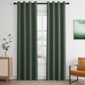 Olive Green Linen Blackout Curtains 80 Length 2 Panels Set - Total