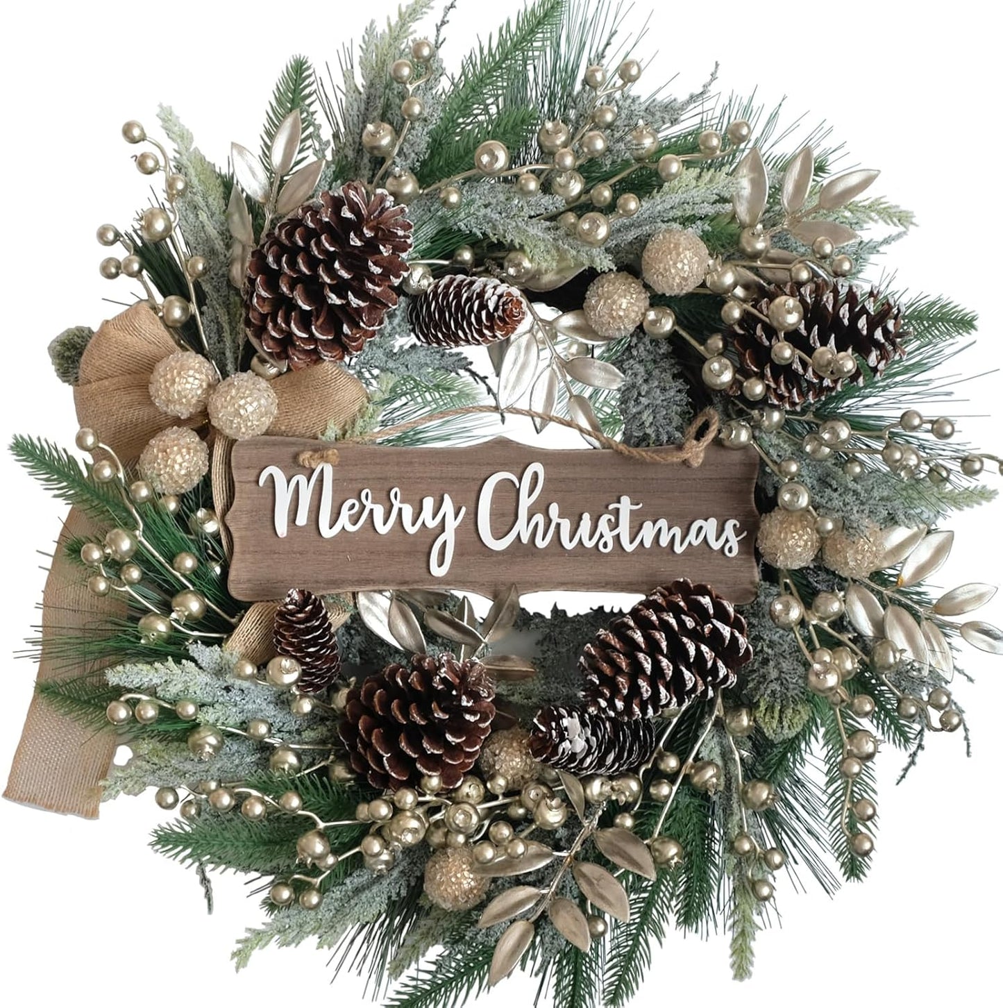 Idyllic 24 Inch Christmas Wreath for Indoor and Outdoor Use