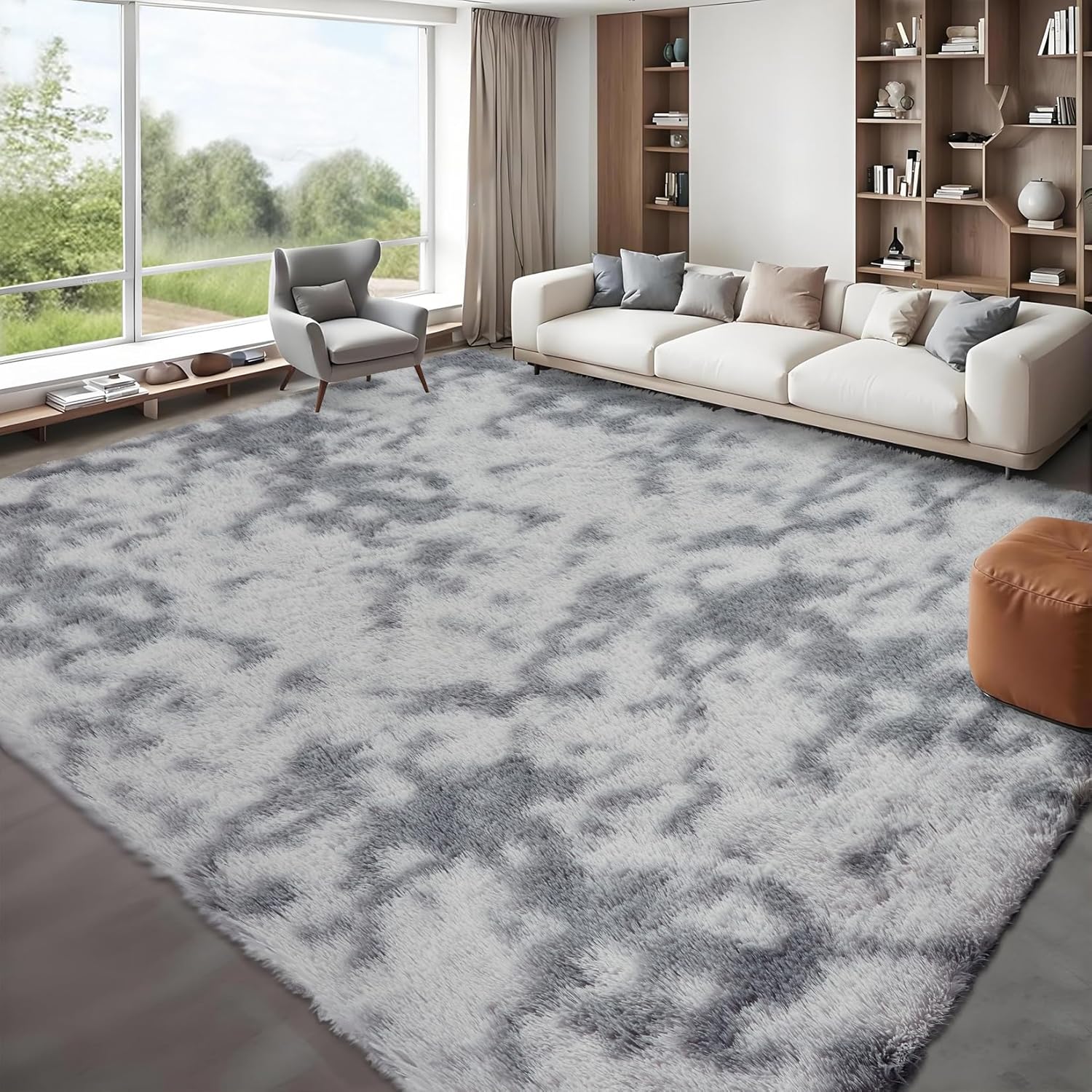 Fluffy Area Rug 9x12 for Living Room - Soft Plush Carpet