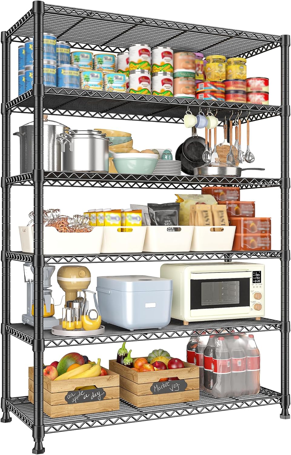 75in H Metal Shelving Unit for Kitchen and Living Room Storage