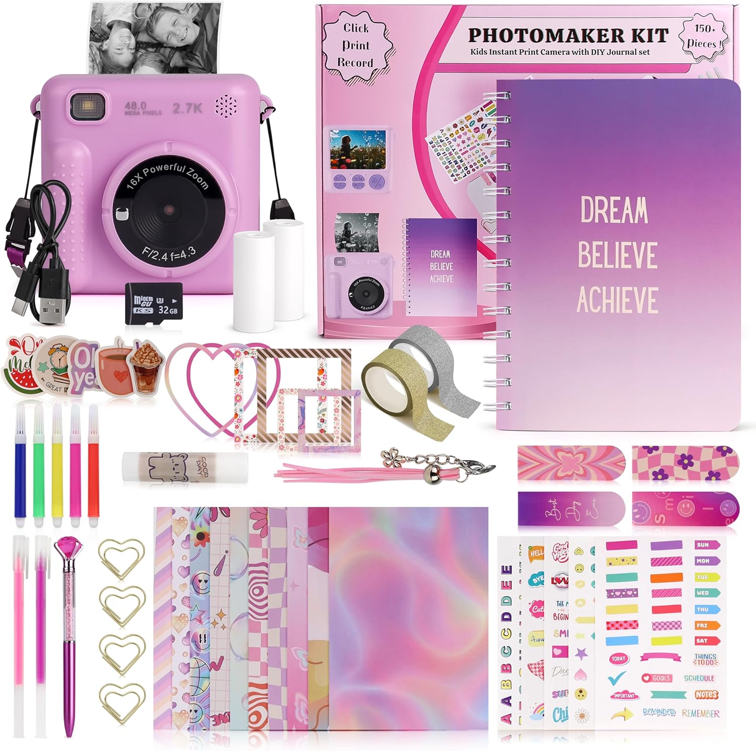 Tween Journal & Camera Kit - Creative Fun for Girls! (Lilac)