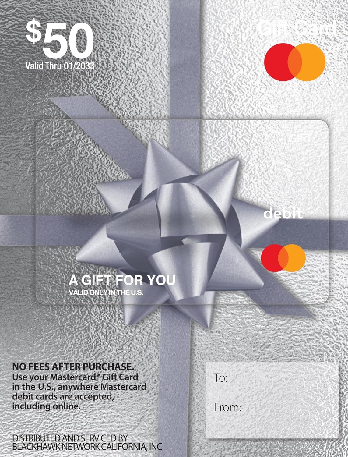 Mastercard Gift Card - $50 Non-Reloadable Card with Fee