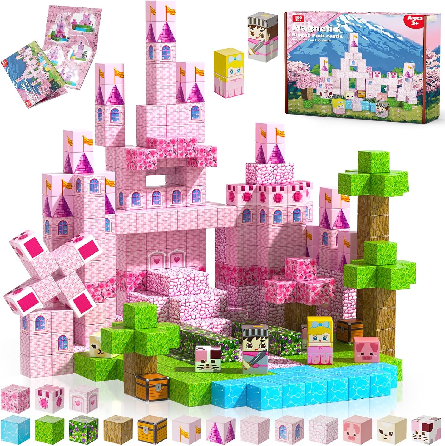Magnetic Blocks 100PCS Princess Castle Building Set for Kids
