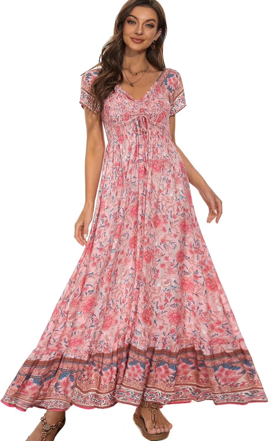 Women's Summer Floral Maxi Dress for Beach Parties and More