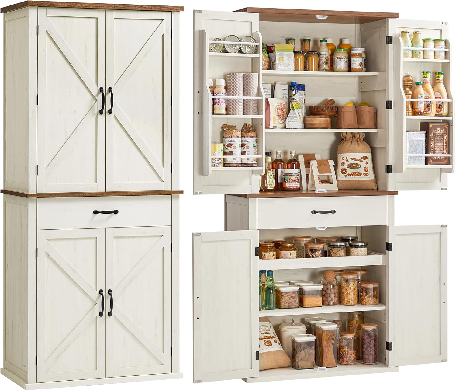 VASAGLE LIRY Collection Pantry Cabinet for Rustic Storage