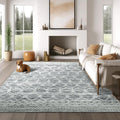 Moroccan 8x10 Area Rug 8x10 ft Grey - Machine Washable Low-Pile