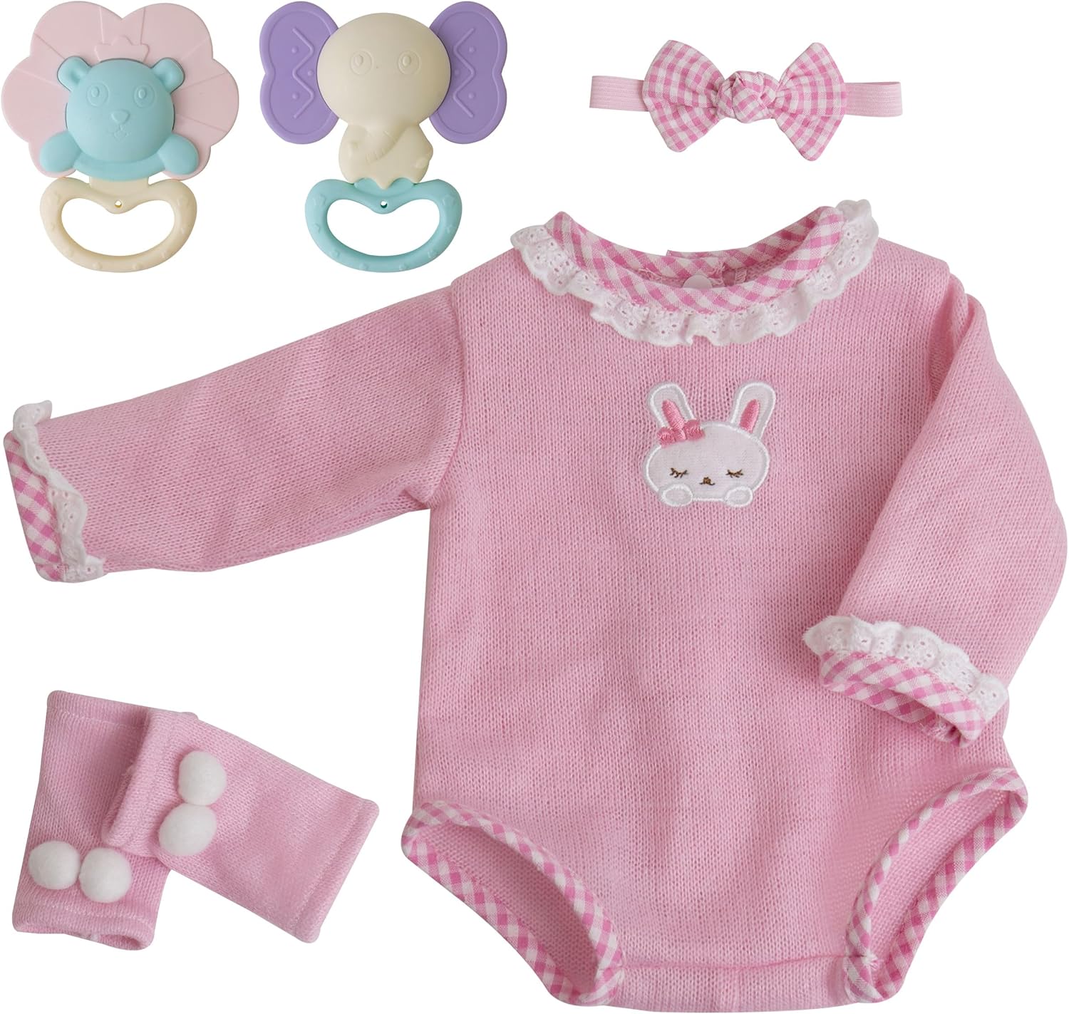 Pink Rabbit Friends Doll Clothes for 17-22 Inches Reborn Baby Dolls by EKOKIZ