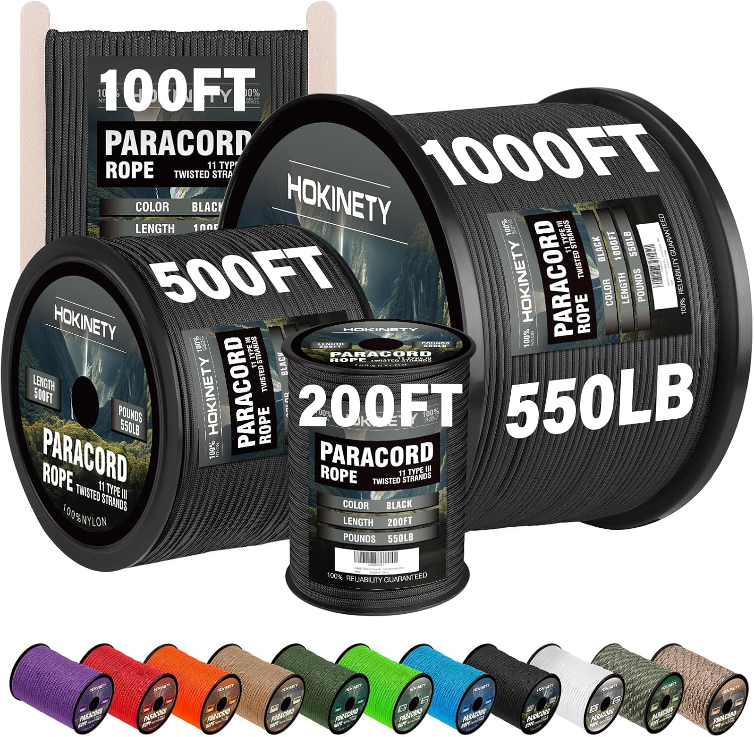 550 lb Heavy-Duty Paracord Rope - Versatile Outdoor Gear by HOKINETY