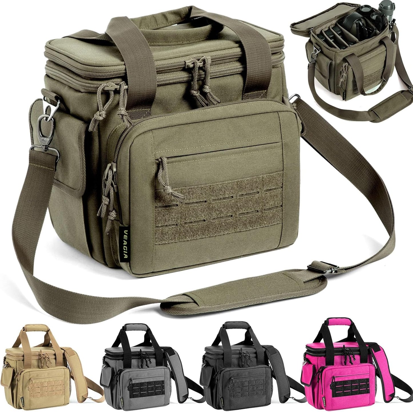 VEAGIA Range Bag for Handguns with Lockable Zipper and MOLLE