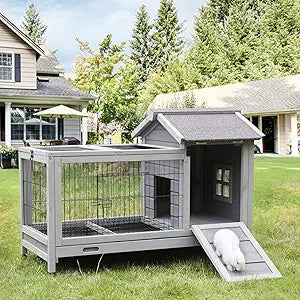 Aivituvin Rabbit Hutch Indoor Cage with Removable Wire Floor