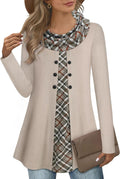 Bebonnie Womens Long Sleeve Cowl Neck Warm Splicing Tunic Tops - Cozy