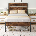 Twin Bed Frame with Headboard and Footboard - Vintage Brown Twin Bed