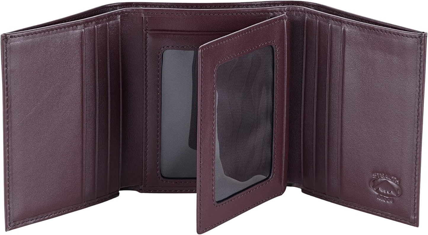 Stealth Mode Leather Trifold RFID Wallet for Men with ID Holder