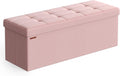 SONGMICS MAZIE 43 in Folding Storage Ottoman Bench - Sturdy Hidden