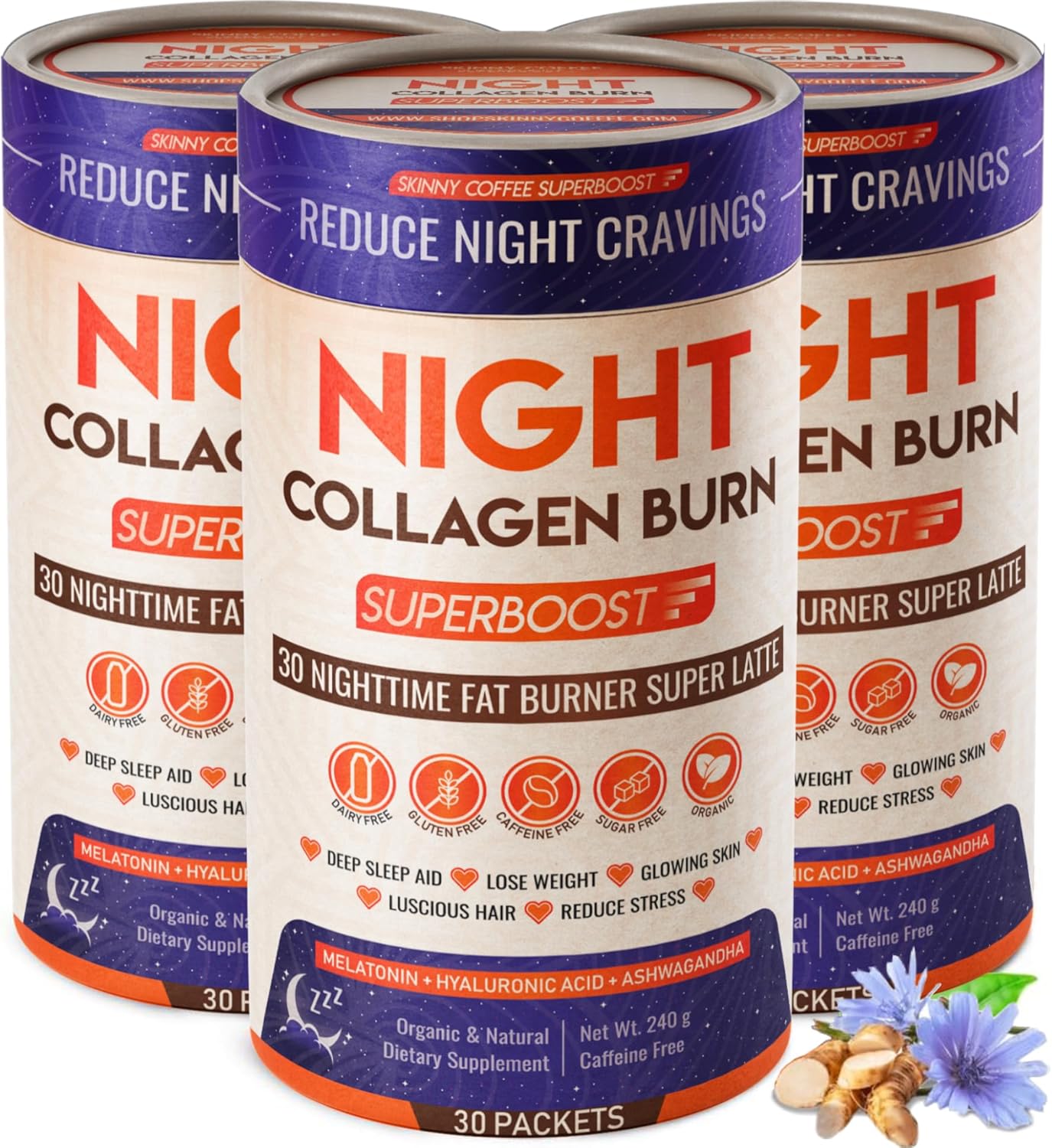 Night Collagen Burn for Weight Loss, Sleep Aid & Metabolism Support