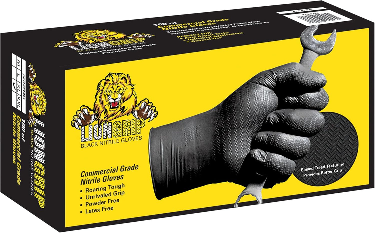 LionGrip 7-Mil Black Nitrile Gloves for Superior Grip and Comfort