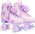 Women's High-Top Roller Skates with Light-up Wheels and Love Pattern